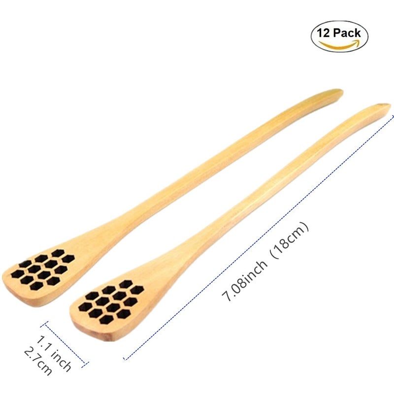 the love 12 Pack Wooden Honey Comb Honey Stick Honey Dipper Spoon, Coffee Stiring Spoon, Tableware for Wedding or Party Favors - Image 5